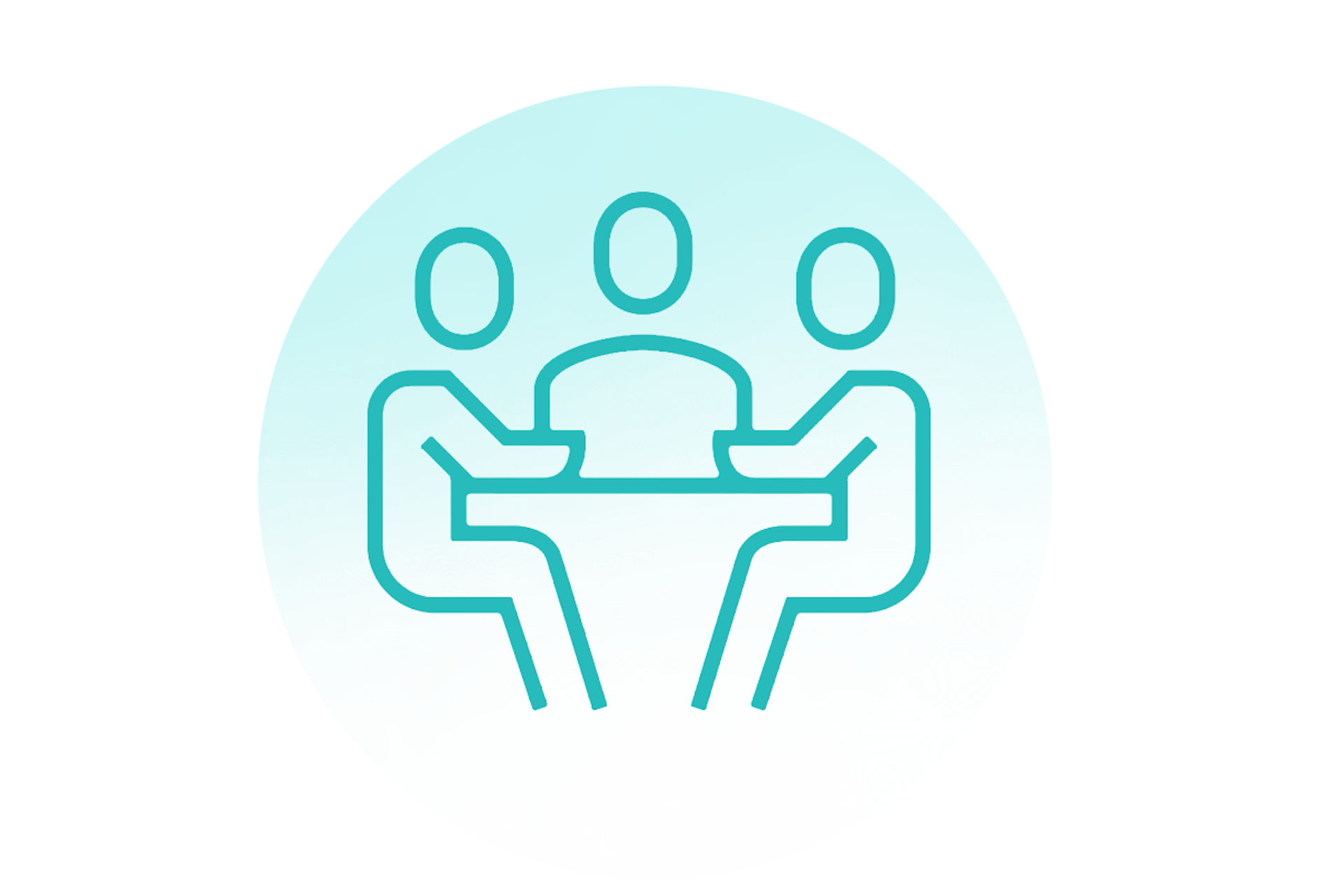 Graphic illustration of people sitting around a table