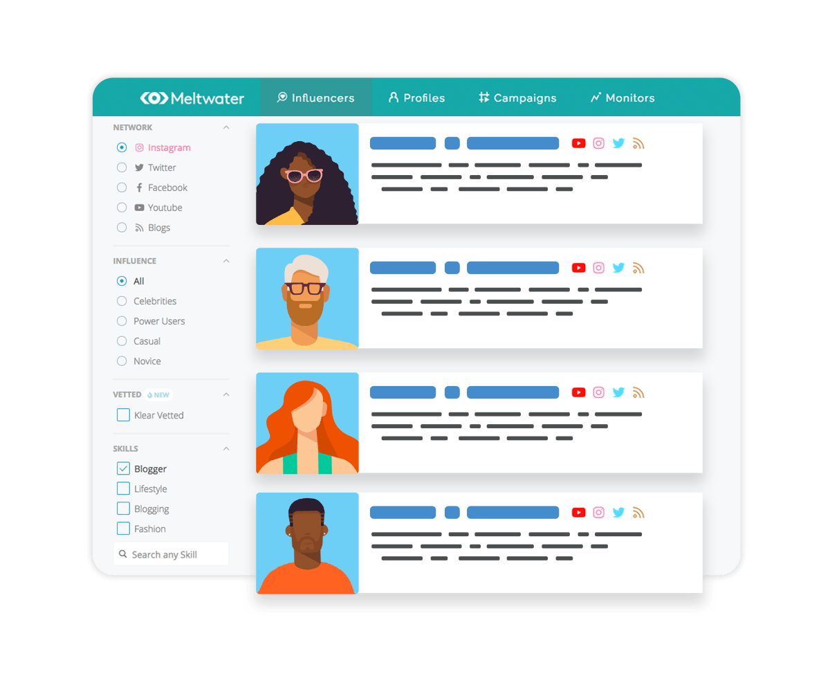 Illustration of Meltwaters Influencer Discovery Tool