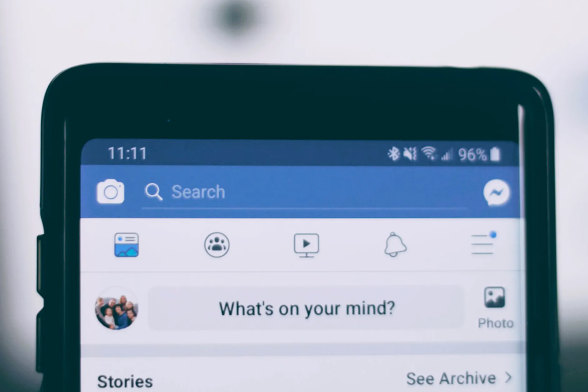 facebook on a phone screen