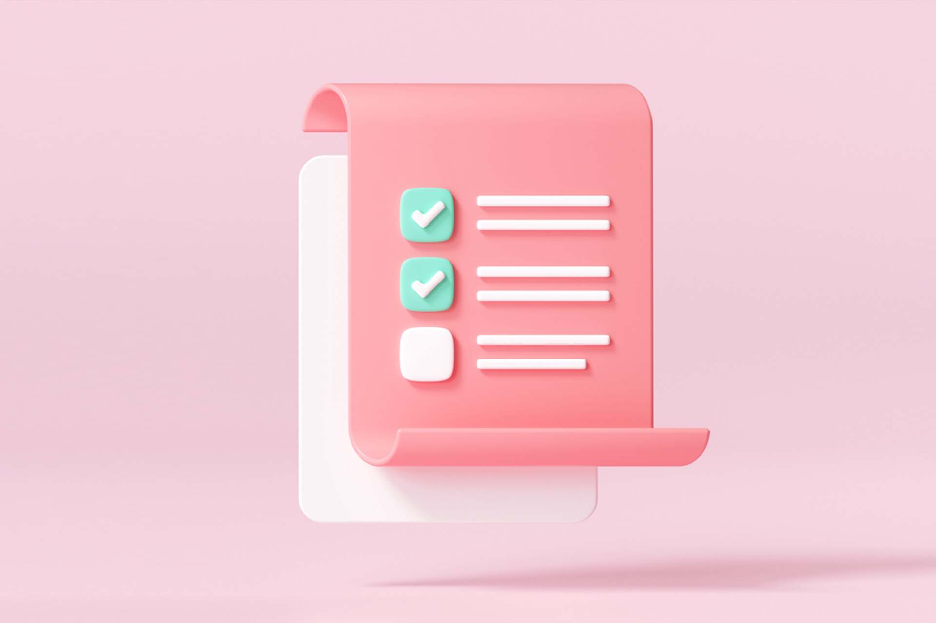 Illustration einer rosanen Checkliste